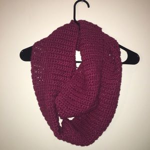 NEW | Crocheted Homemade Infinity Scarf, Raspberry